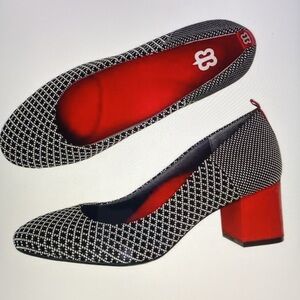 BETABRAND Beta Rand Starter Block Heel Sz. 10 “Office Siren” Black/White&Red EUC